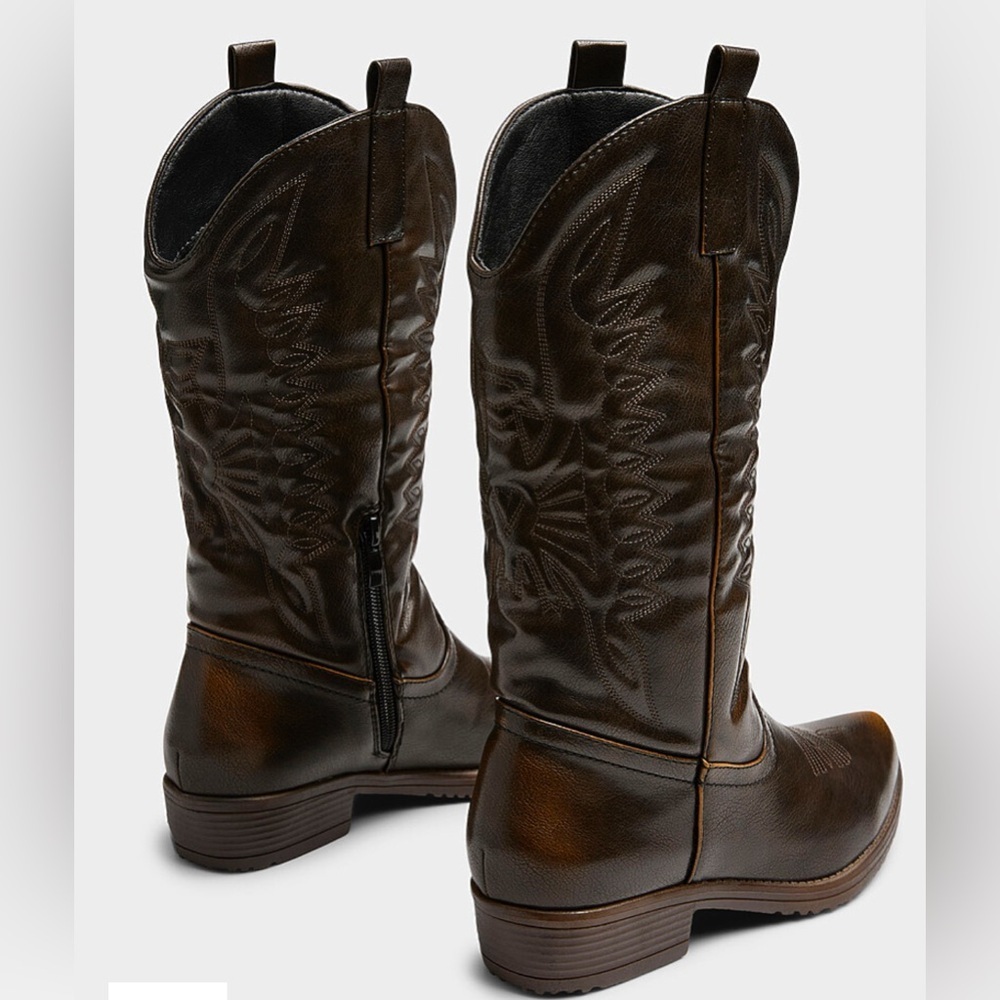 Simons Brown Western Ankle Boots Faux Leather EU 39 - Picture 4 of 12